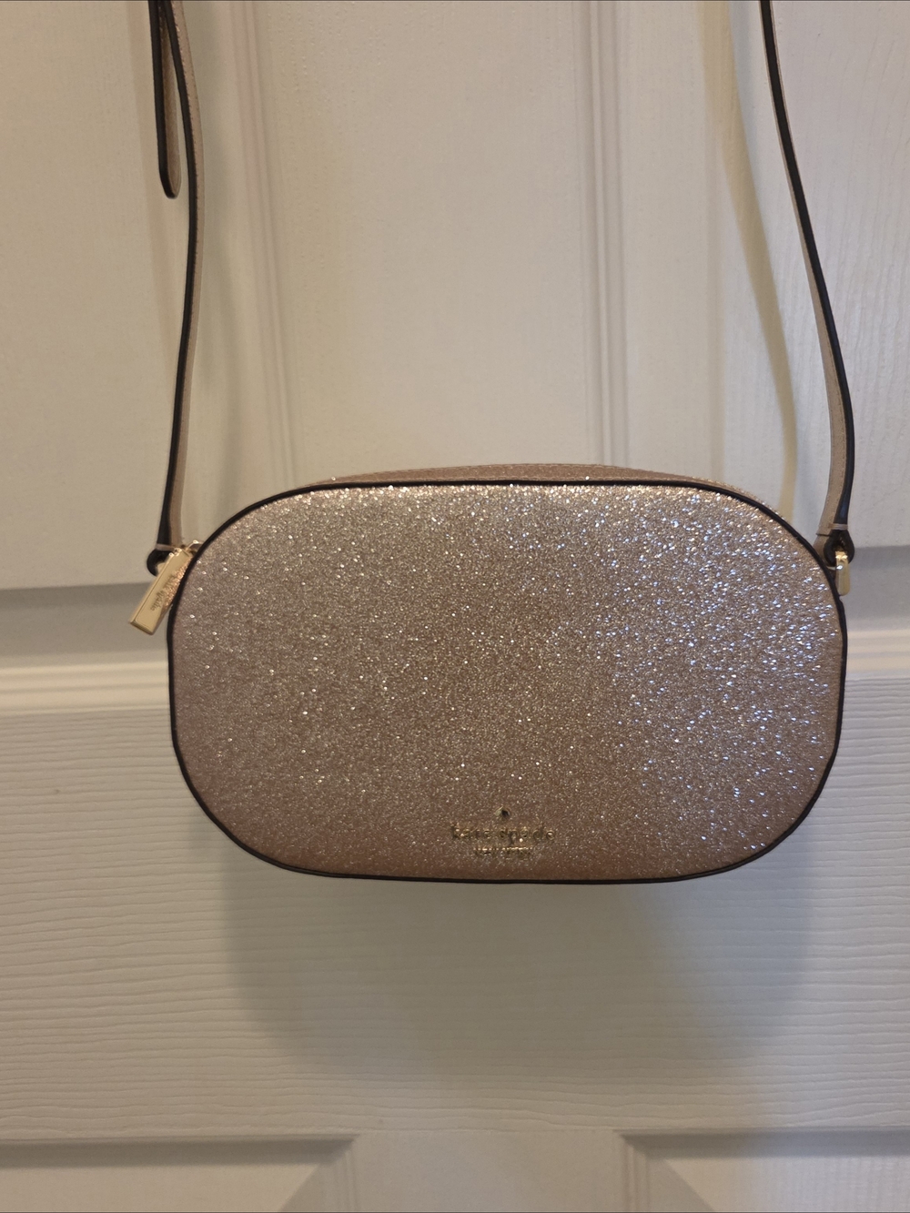 NWOT kate spade New York Gold Glitter Camera Crossbody